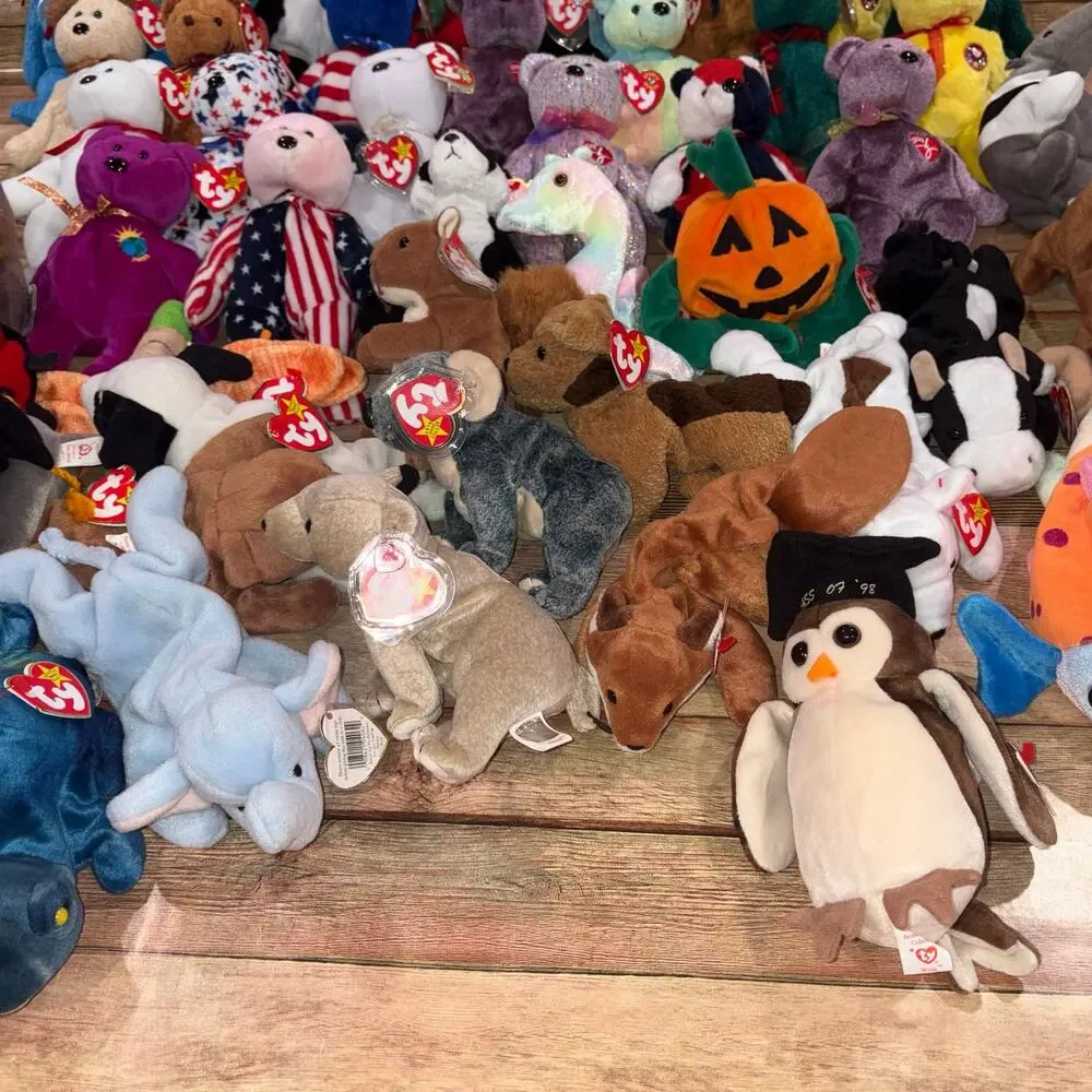 Vintage Plush Lot of 40 Plus Beanie Babies 90s 00s Bears Animals